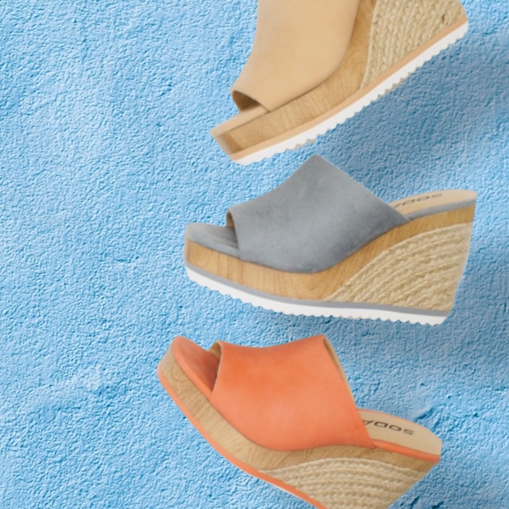 Soda Blue Grown White Platform Espadrille Wedge - Picture 6 of 9